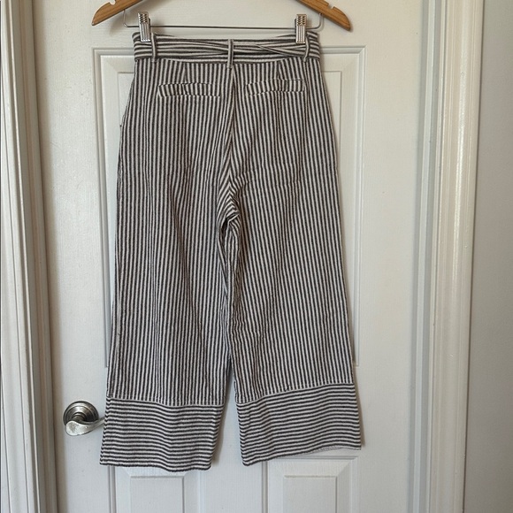 Moon river brown white striped wide leg crop belted pant small linen and viscose - Picture 4 of 6